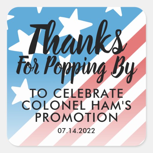 Bedankt voor Popcorn US Flag Militaire Cla Vierkante Sticker (Voorkant)