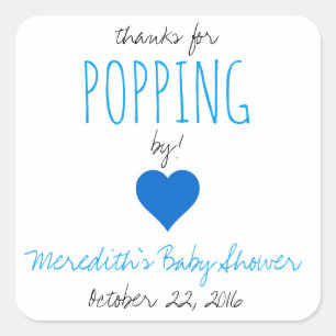 Bedankt voor Popping By! Baby shower gunst Sticker