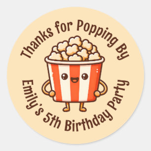 Bedankt voor Popping By Custom Popcorn Party Favor Ronde Sticker