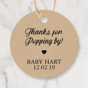 Bedankt voor Popping Door Baby shower Favor Tag Bedankjes Labels