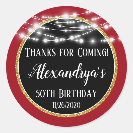 Bedankt voor Rode zwarte feestdag voor het verkrij Ronde Sticker (Voorkant)