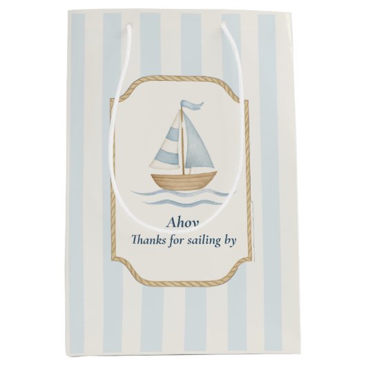 Bedankt voor Sailing By | pastelblauwe zeilboot Medium Cadeauzakje (Voorkant)