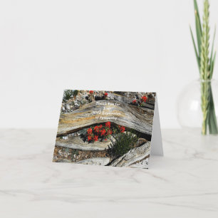 Bedankt voor Sympathie Rode bloemen en oud hout