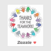 Bedankt voor teamwork met handen sticker (Vel)