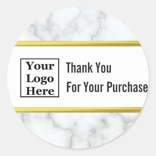 Bedankt voor uw aankoop Business Logo Elegant Ronde Sticker (Voorkant)
