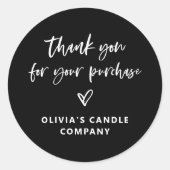 Bedankt voor uw aankoop | Casual Script Heart Ronde Sticker (Voorkant)