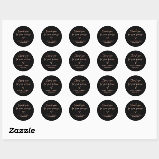Bedankt voor uw aankoop | Casual Script Heart Ronde Sticker (Vel)