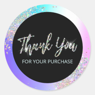 Bedankt voor uw aankoop Glitter Confetti Ronde Sticker