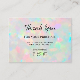 Bedankt voor uw aankoop opaal foto visitekaartje