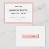 Bedankt voor uw aankoop | roze vrouwelijk informatiekaartje (Voorkant / Achterkant)