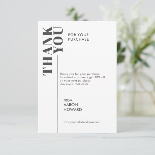 Bedankt voor uw aankoop, zwart-wit (Staand voorkant)