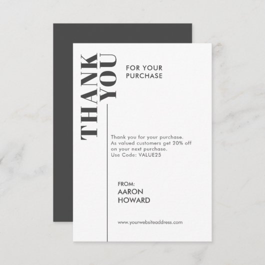 Bedankt voor uw aankoop, zwart-wit (Voorkant / Achterkant)