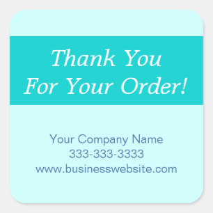 Bedankt voor uw bestelling Bedrijf Waardering Blau Vierkante Sticker