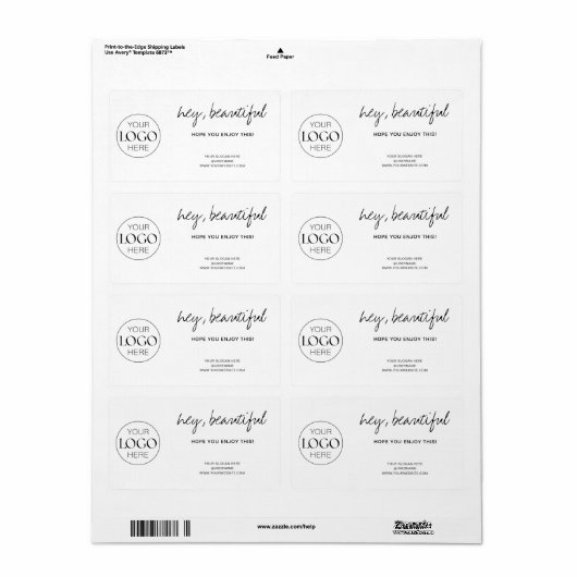 Bedankt voor uw bestelling Business Logo Chic Whit Etiket (Full Sheet)