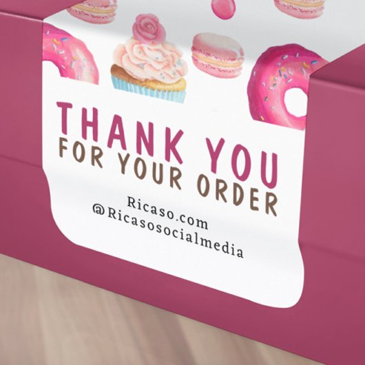 Bedankt voor uw bestelling donut en cupcake patroo etiket