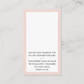 BEDANKT VOOR UW BESTELLING insert classy blush pin Visitekaartje (Achterkant)
