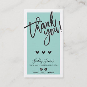 BEDANKT VOOR UW BESTELLING insert classy mint gree Visitekaartje