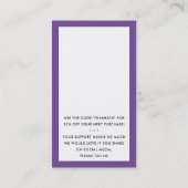 BEDANKT VOOR UW BESTELLING insert modern paarse Visitekaartje (Achterkant)