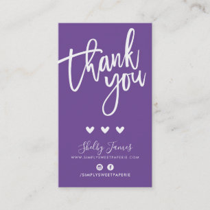 BEDANKT VOOR UW BESTELLING insert modern paarse Visitekaartje