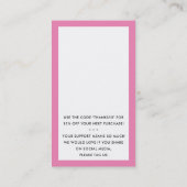 BEDANKT VOOR UW BESTELLING insert modern snoep roz Visitekaartje (Achterkant)