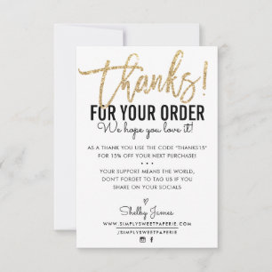 BEDANKT VOOR UW BESTELLING insert modern zwart gou