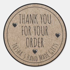 Bedankt voor uw bestelling Kraft achtergrond stijl Ronde Sticker