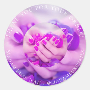Bedankt voor uw bestelling Luxe Nails Paarse Roze Ronde Sticker