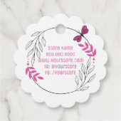 Bedankt voor uw bestelling met roze vlinder bedankjes labels (Achterkant)