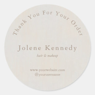 Bedankt voor uw bestelling Minimal Neutral Texture Ronde Sticker