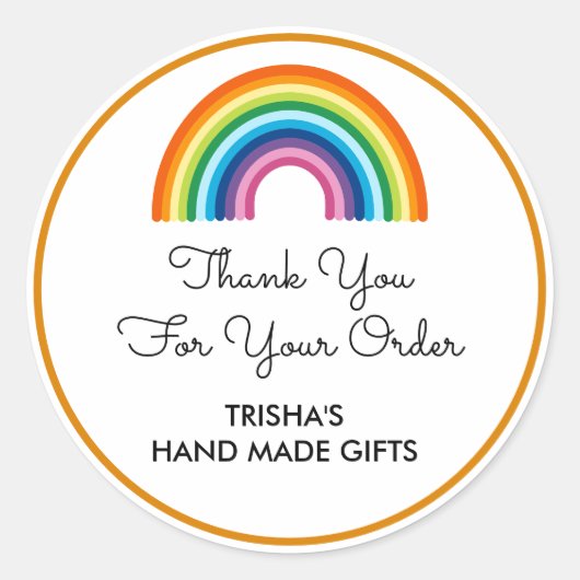 Bedankt voor uw bestelling Rainbow Ronde Sticker (Voorkant)