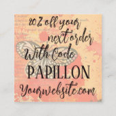 Bedankt voor uw bestelling Retro Butterfly korting Vierkante Visitekaartje (Achterkant)