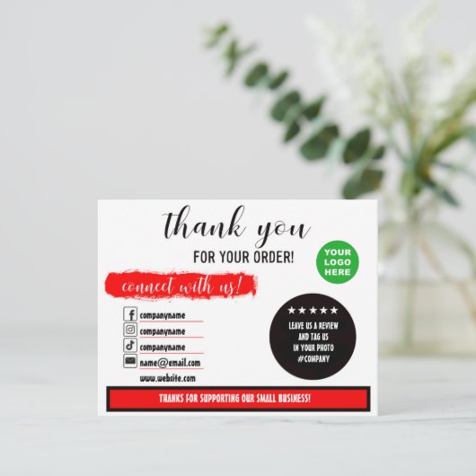 Bedankt voor uw bestelling social media card (Staand voorkant)