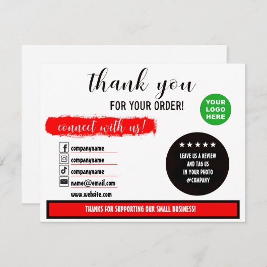 Bedankt voor uw bestelling social media card (Voorkant / Achterkant)