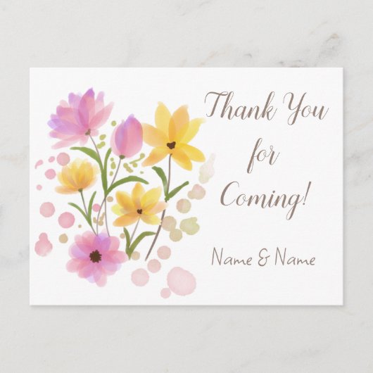 Bedankt voor uw komst Aangepaste naam & Bericht Briefkaart (Voorkant)