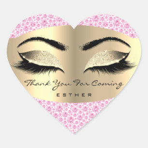 Bedankt voor uw komst naam Heart Pink Gold Hart Sticker