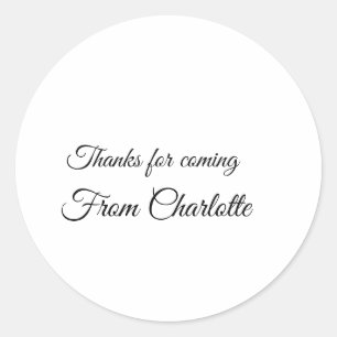 bedankt voor uw komst naam toevoegen tekstbericht  ronde sticker