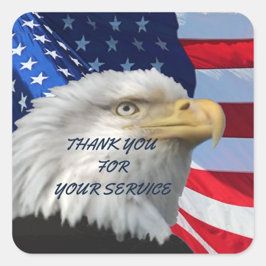 BEDANKT VOOR UW SERVICE VIERKANTE STICKER (Voorkant)