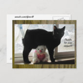 Bedankt voor uw steun zwarte kat en teddybeer briefkaart (Voorkant / Achterkant)