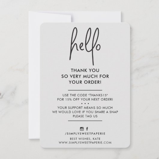 BEDANKT VOOR UW ZAKEN moderne hallo lichtgrijs zwa (Voorkant)