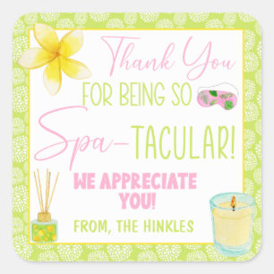 Bedankt voor Zo Zijn Spa-Tacular Appreciation Gift Vierkante Sticker