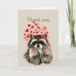 Bedankt Wasbeer Blowing Kisses Dier & Schrift Kaart