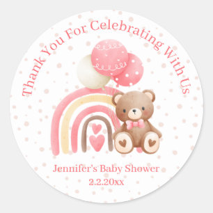 Bedankt, we kunnen wachten op roze baby shower ronde sticker