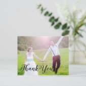 BEDANKT Wedding Black Typography FOTO Briefkaart (Staand voorkant)