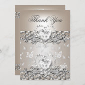 Bedankt Wedding Silver Cream Diamond Heart (Voorkant / Achterkant)