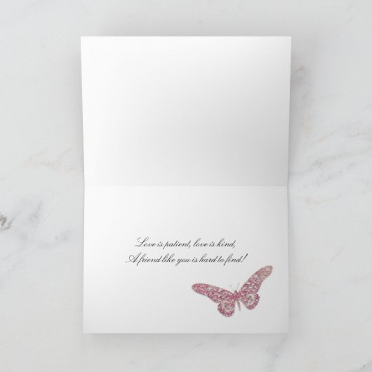 Bedankt Wenskaart Zebra Sparkle Pink Silver (Binnen)