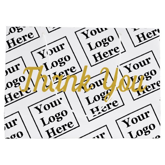 Bedankt White Gold Script Business Logo Pattern Groot Cadeauzakje (Achterkant)
