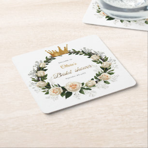 Bedankt White Roses & Baby's Breath Vierkante Kartonnen Onderzetter