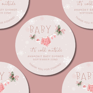 Bedankt Winter, het is koud buiten Baby shower Ronde Sticker
