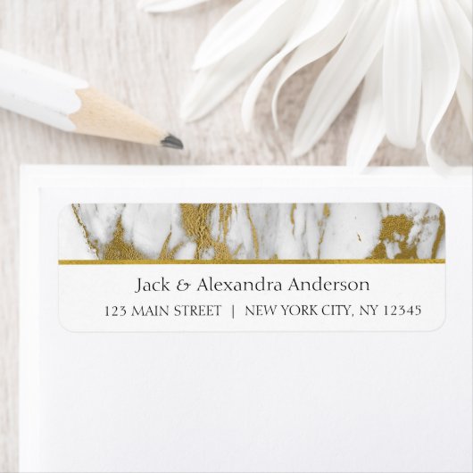 Bedankt Wit en Goud Elegant Marmer Etiket (Insitu)