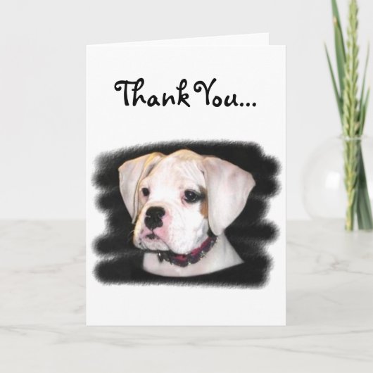 Bedankt witte boxer puppy wenskaart (Voorkant)